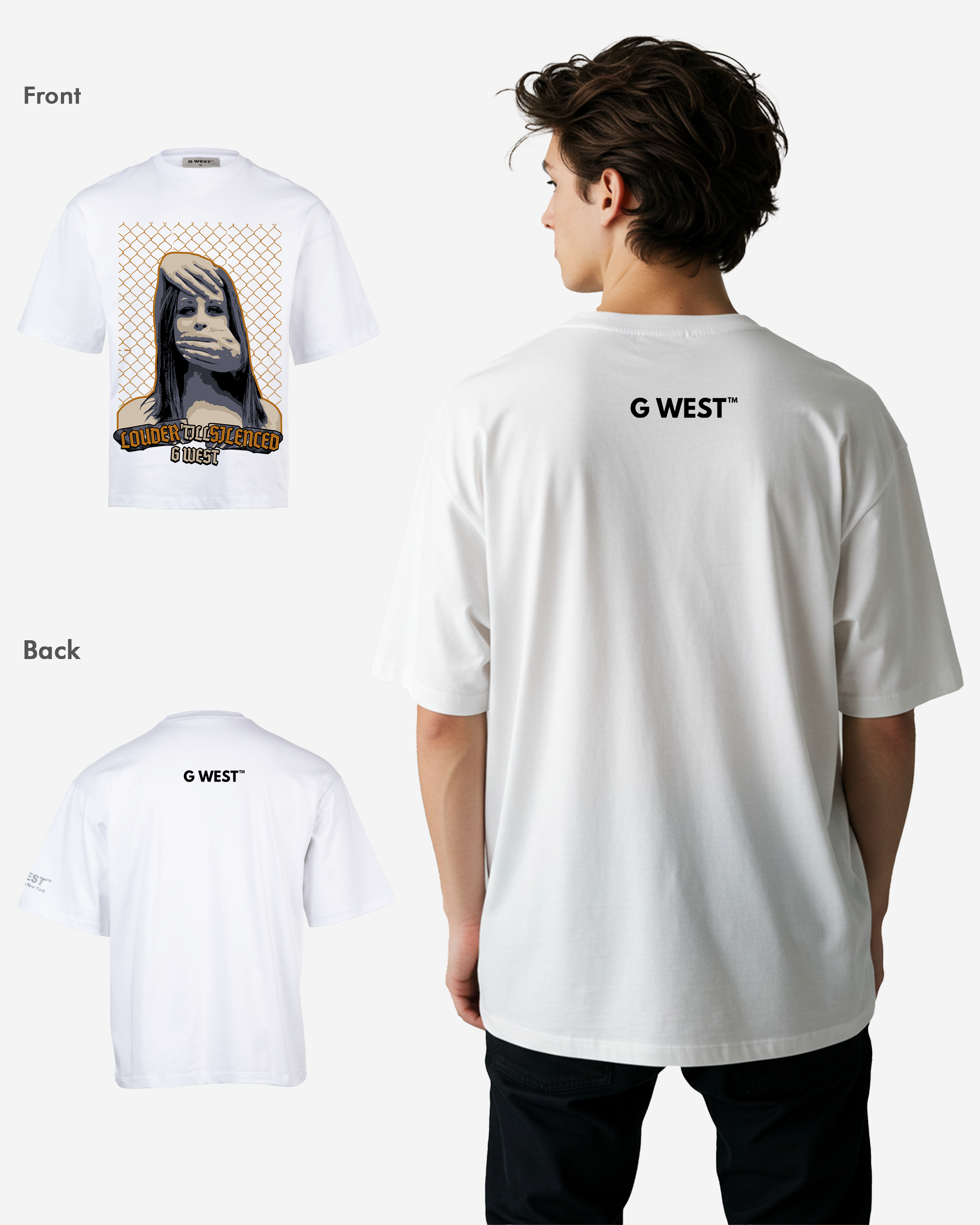 G WEST Silent Gaze Oversized T-Shirt Mens