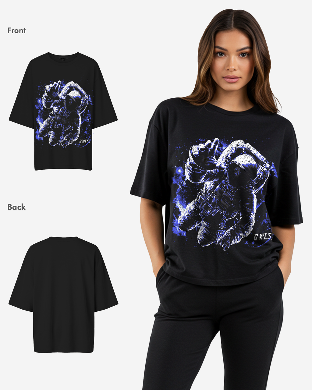 G West Womens Heavy Weight Galaxy Premium Oversized Tee