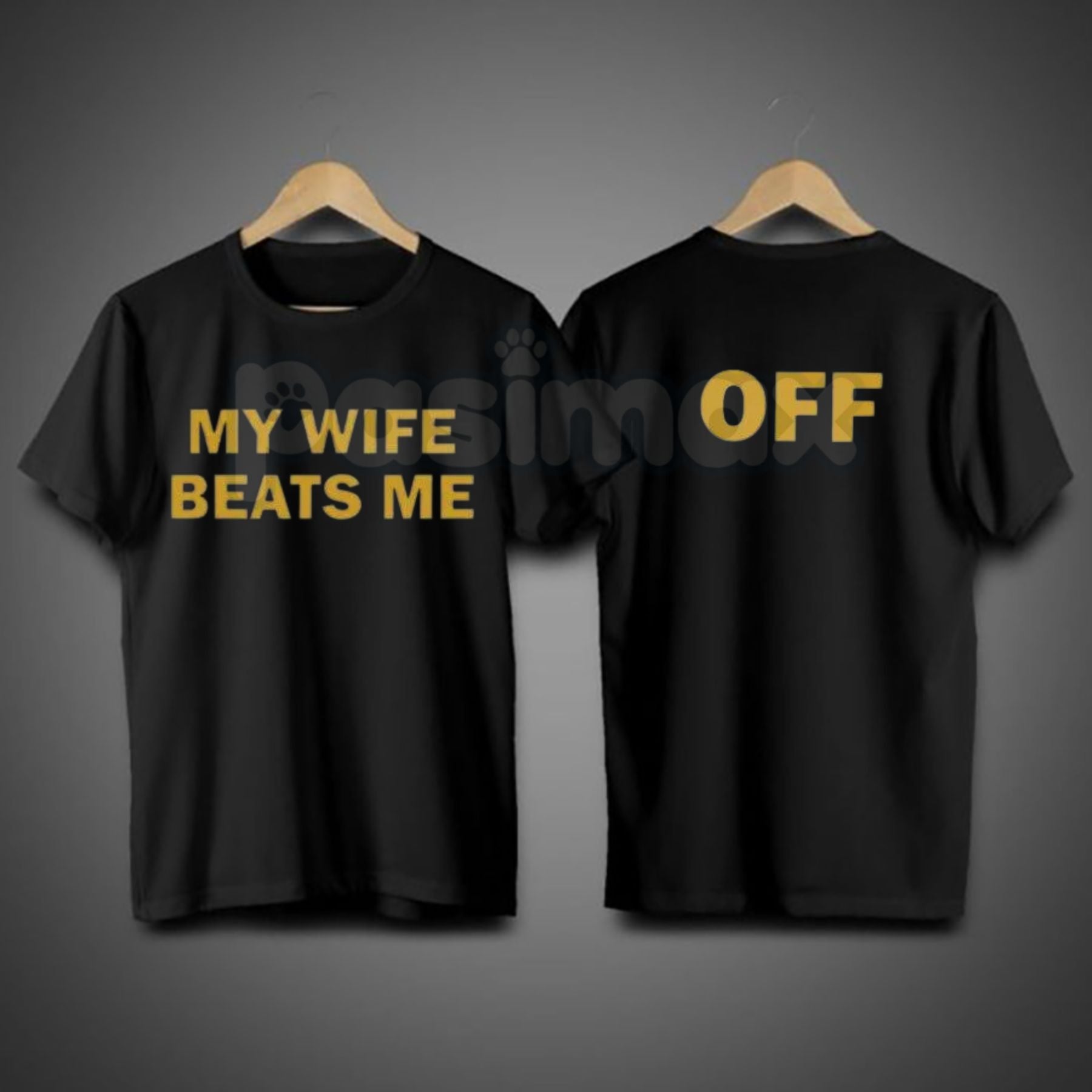 "My Wife Beats Me" Funny Husband T-Shirt – Sarcastic Marriage Joke Graphic Tee, Premium 100% Cotton Husband & Boyfriend Top, Soft Lived-In Heavyweight Prank Shirt, Made in USA