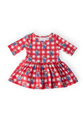 Nebraska Plaid Herbie Husker 3/4 Sleeve Twirl Bodysuit