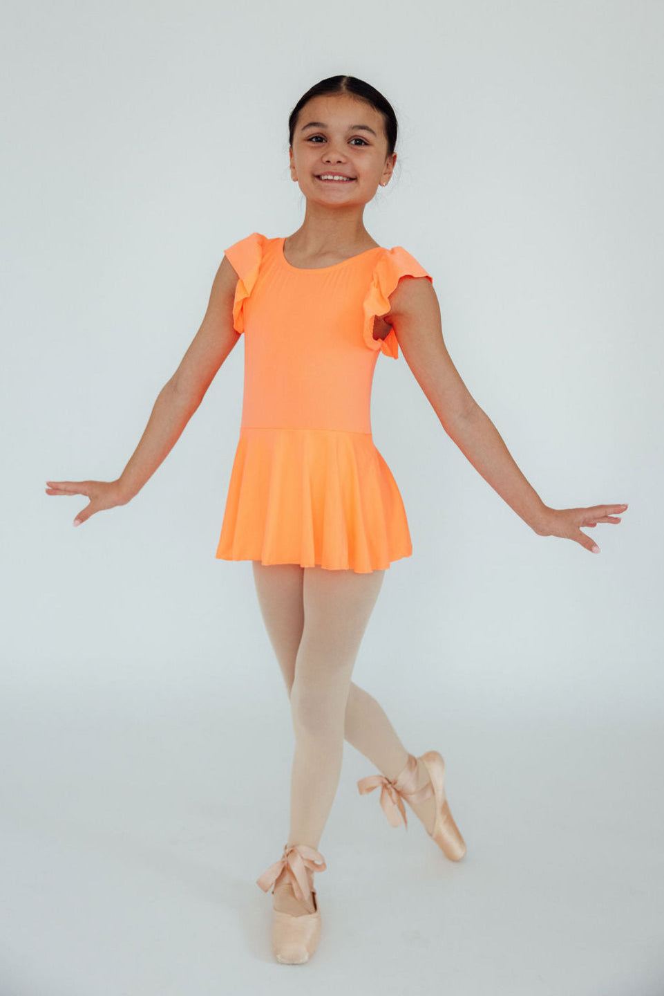 Neon Coral S/S Twirl Leotard