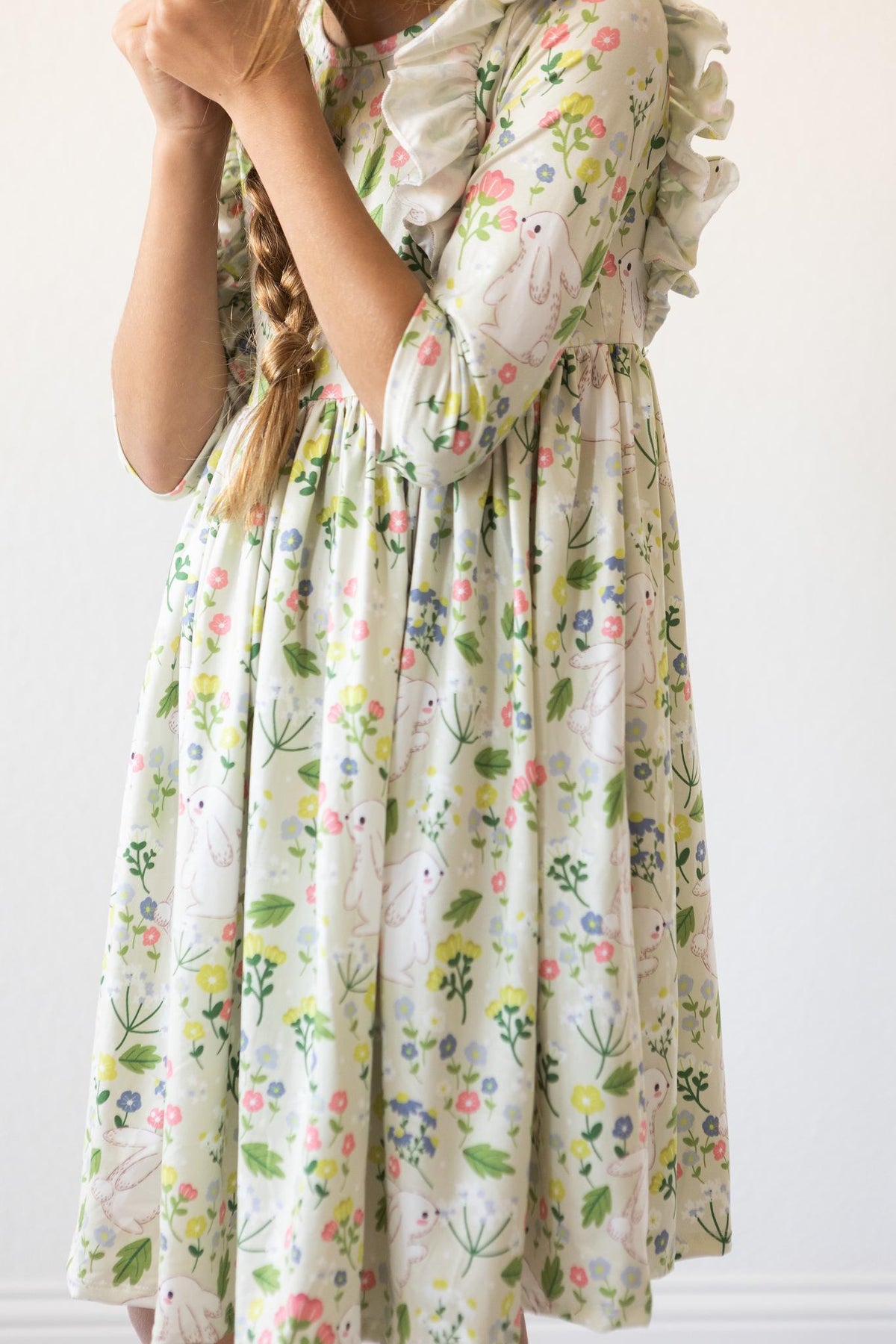 No Bunny Like You 3/4 Sleeve Ruffle Twirl Dress