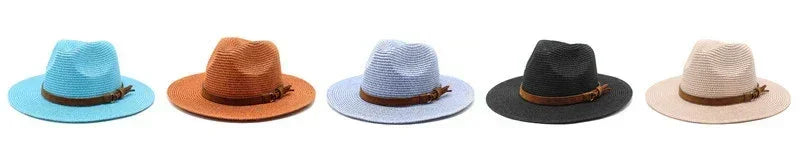 New Big Size 59-60CM Panama Hat Summer Sun Hats for Women Man Outdoor Beach Straw UV Protection Cap Chapeau Jazz Trilby Cap