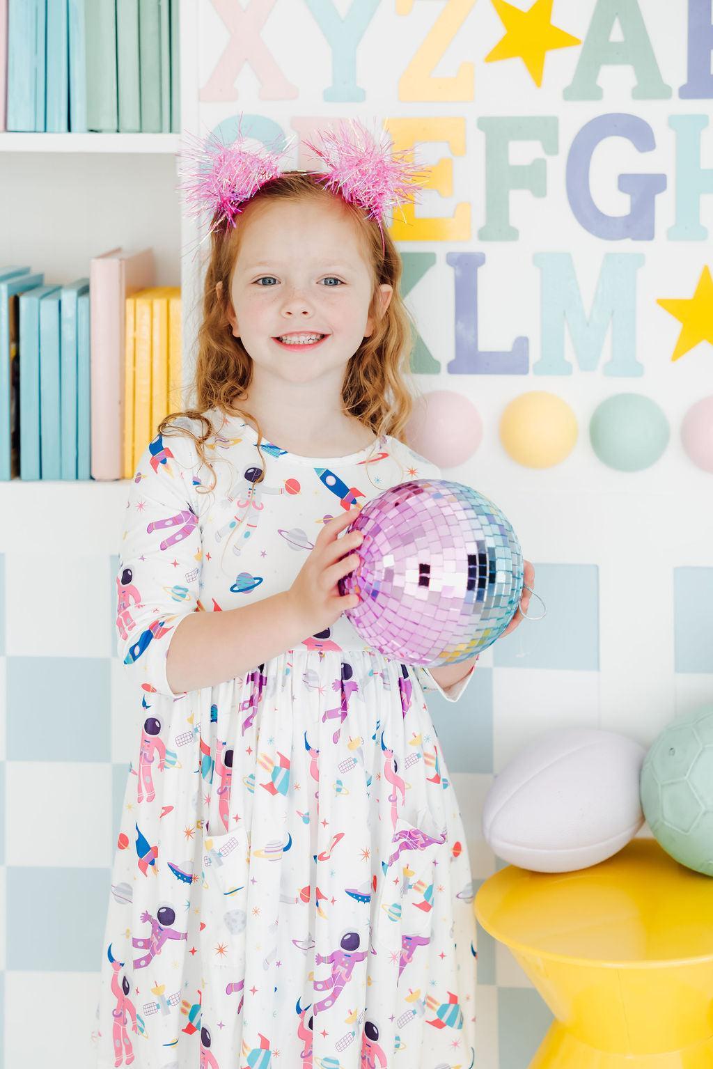 Out of this World 3/4 Sleeve Pocket Twirl Dress