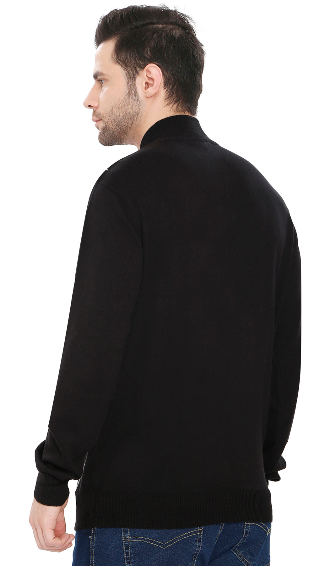 Men's Color Block Quarter Zip Long Sleeve Sweater