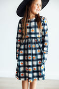 Plaid Pumpkins L/S Pocket Twirl Dress