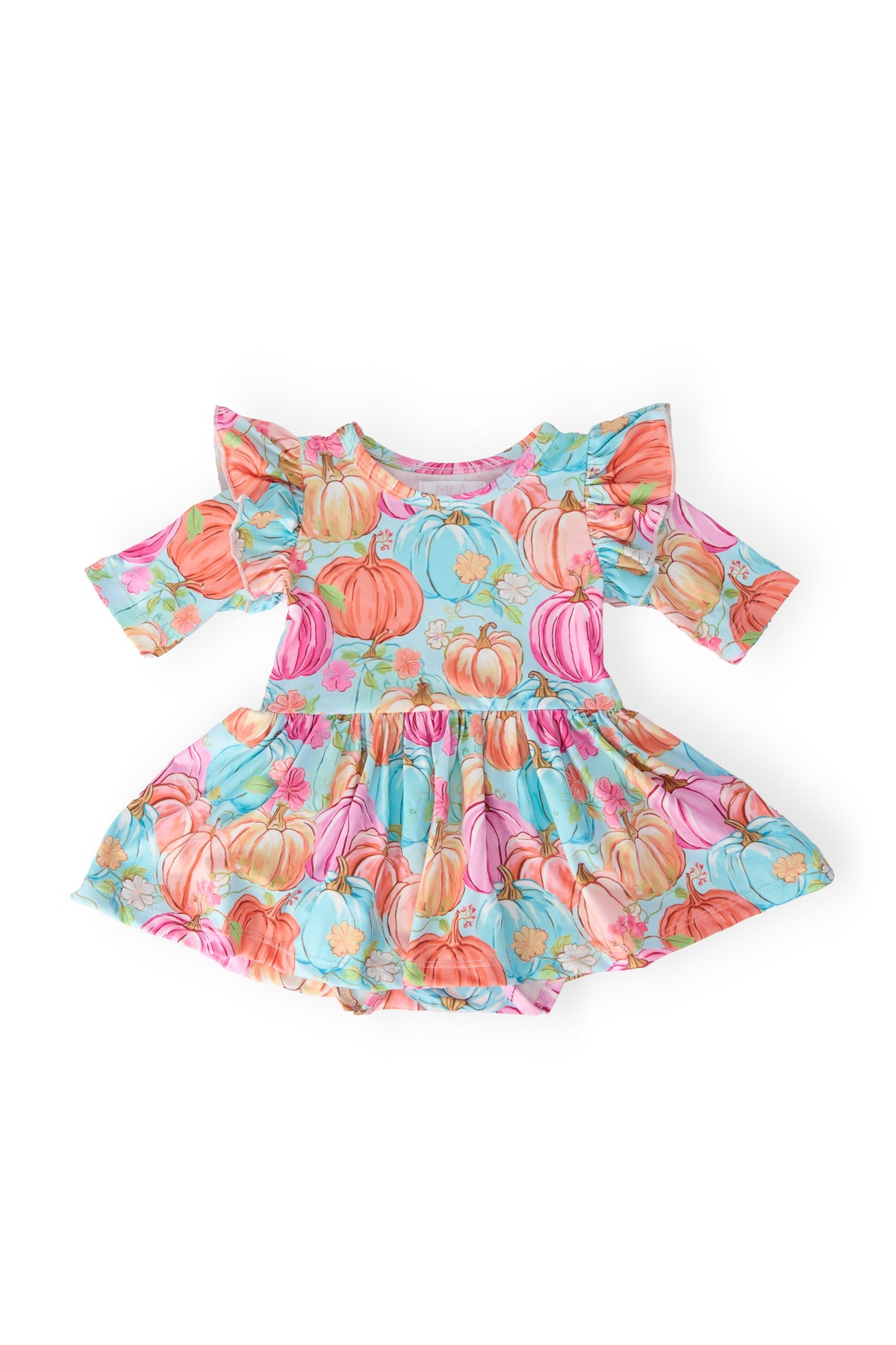 Preppy Pumpkins 3/4 Sleeve Twirl Flutter Bodysuit