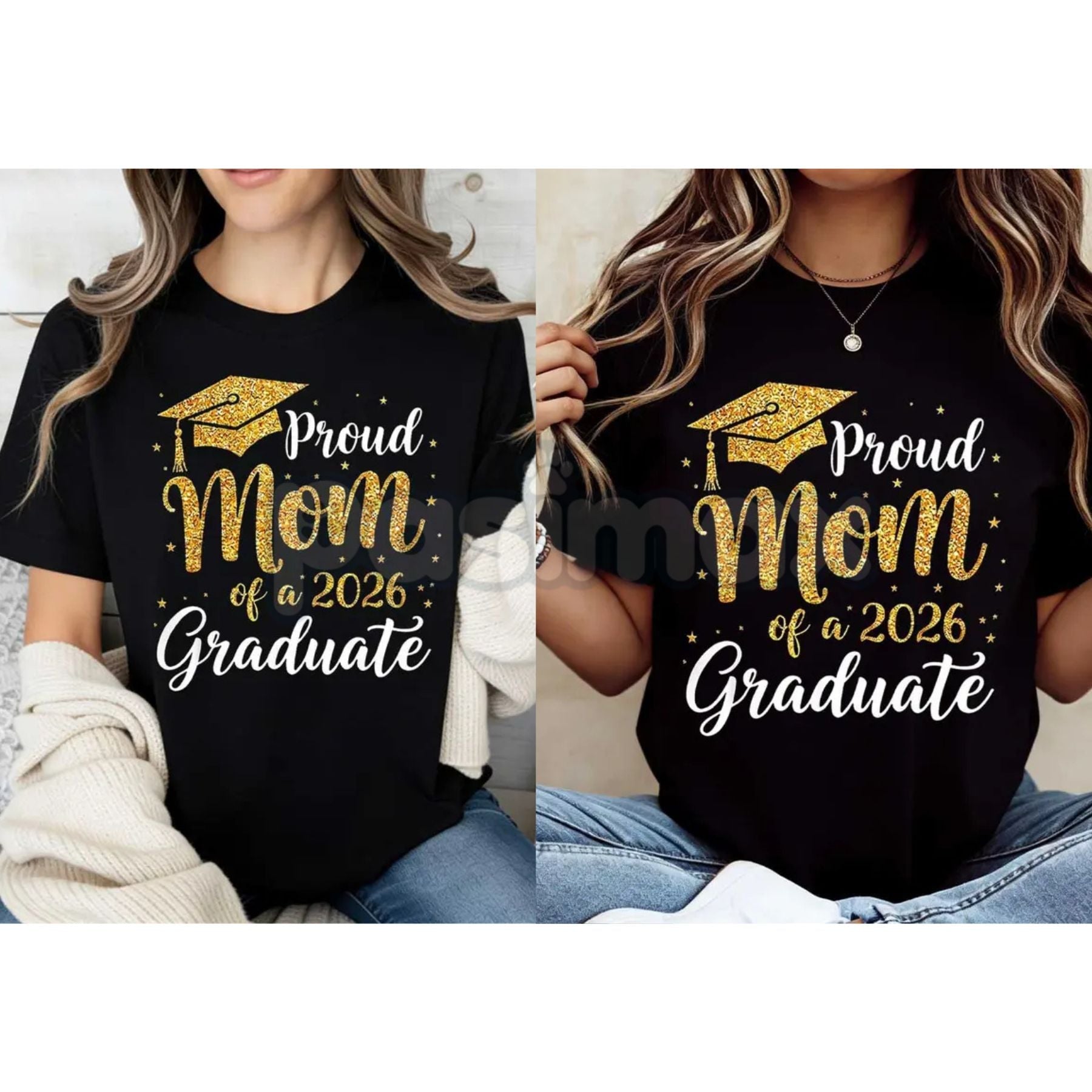 "Proud Mom of a 2026 Graduate" T-Shirt – Graduation Cap & Tassel Graphic Tee, Premium 100% Cotton Senior Mom Top, Soft Lived-In Heavyweight Milestone Shirt, Made in USA