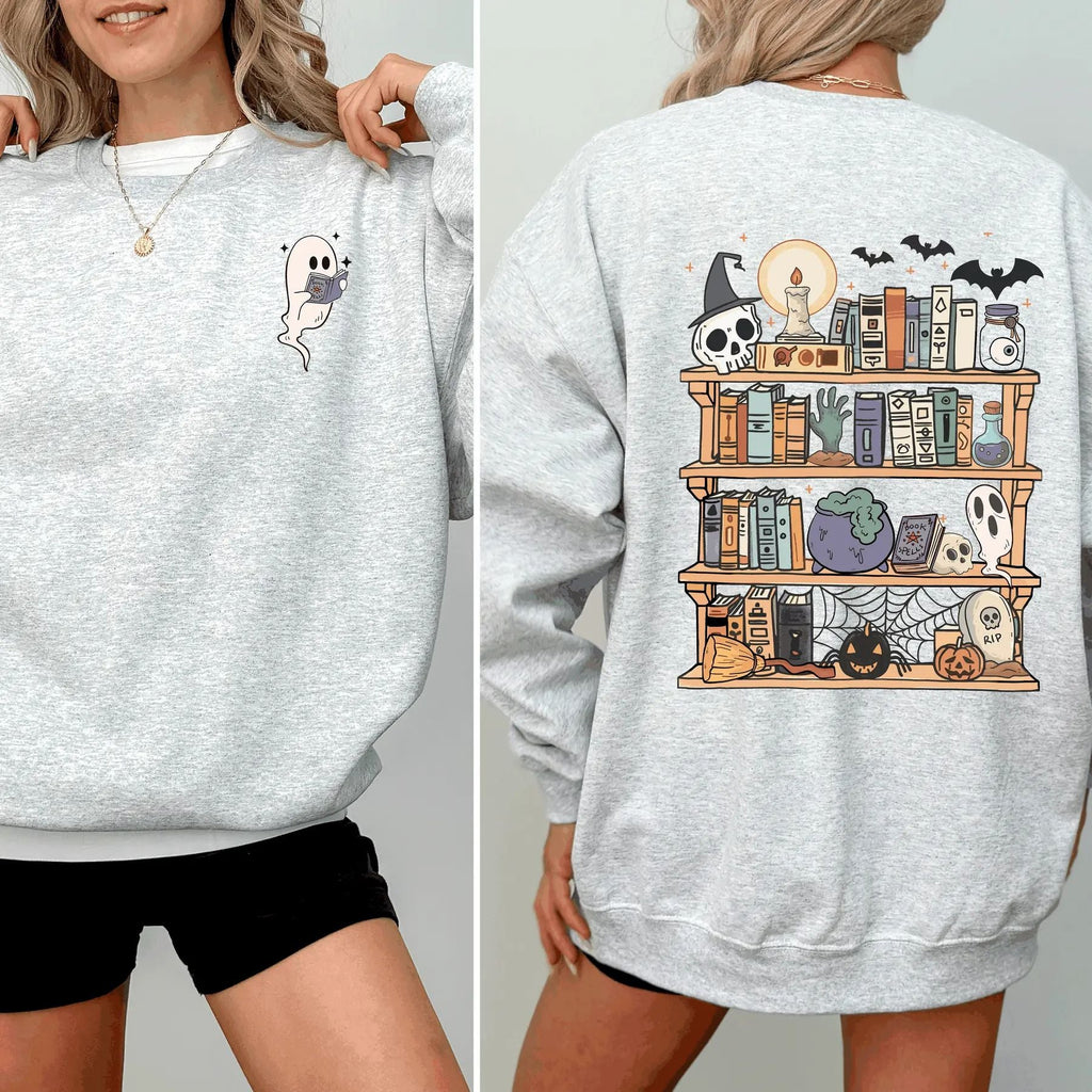 Reading Ghost Sweatshirt – Spooky Teacher & Library Halloween Top