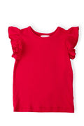 Red S/S Ruffle Tee