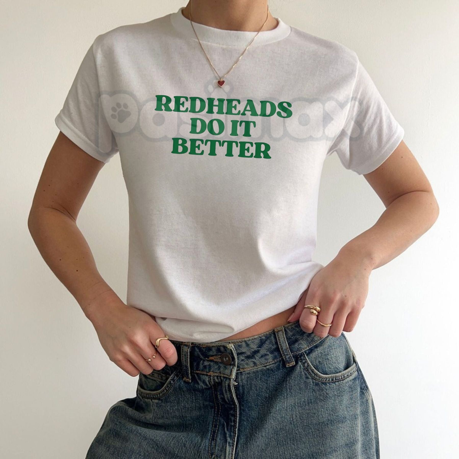 "Redheads Do It Better" Baby Tee - Sassy Red Hair Pride Graphic Top, Y2K Style Gingers Rule Crop Tee, Premium 100% Cotton Redhead Gift, Trendy Aesthetic Slogan Shirt, Soft Lived-In Heavyweight Fitted Tee