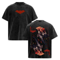 Retro Washed Tee Red Hood Print – Vintage Graphic Streetwear T-shirt, Oversize Cotton Tee