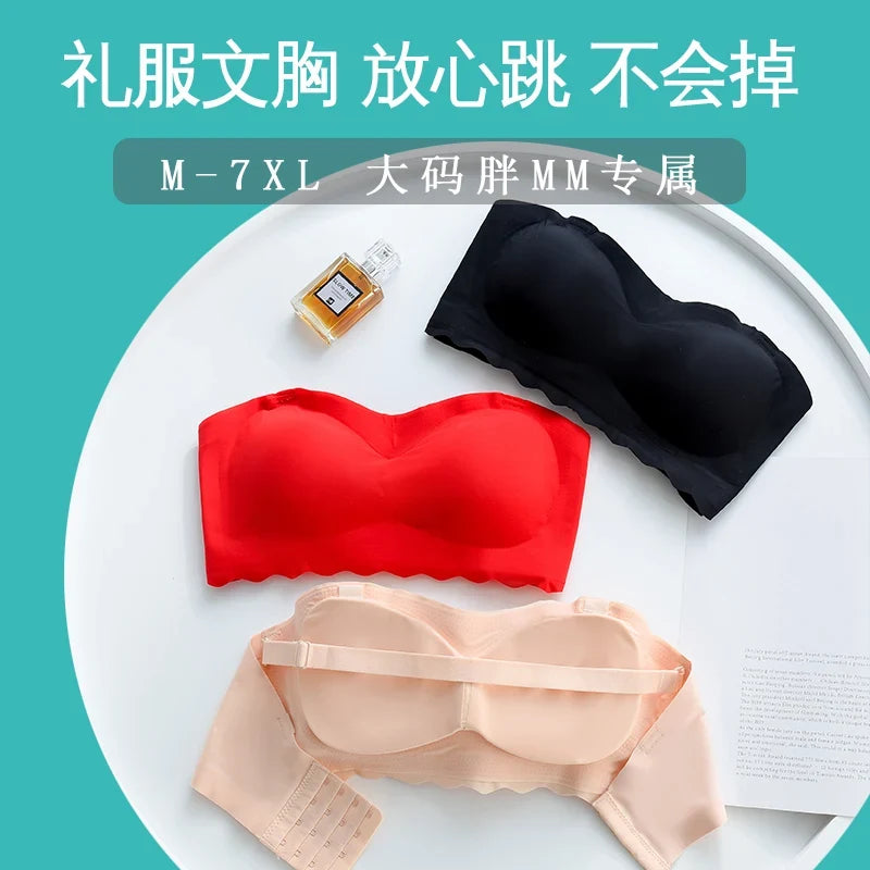 Push Up Bras for Women Underwear Invisible Strapless Bralette Large Size Brassiere Thin Mold Cap Bra 5XL 6XL Soutien Gorge Femme