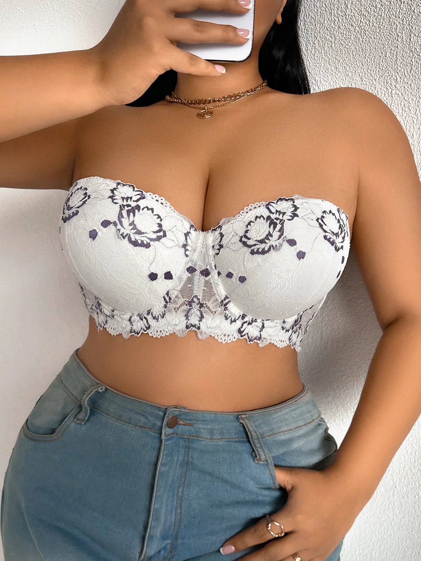Daily Wide Strap Plus Size Women Bra Lace & Embroidery Push up Bra Comfort Thin Cup Underwire Support Lingerie Bra
