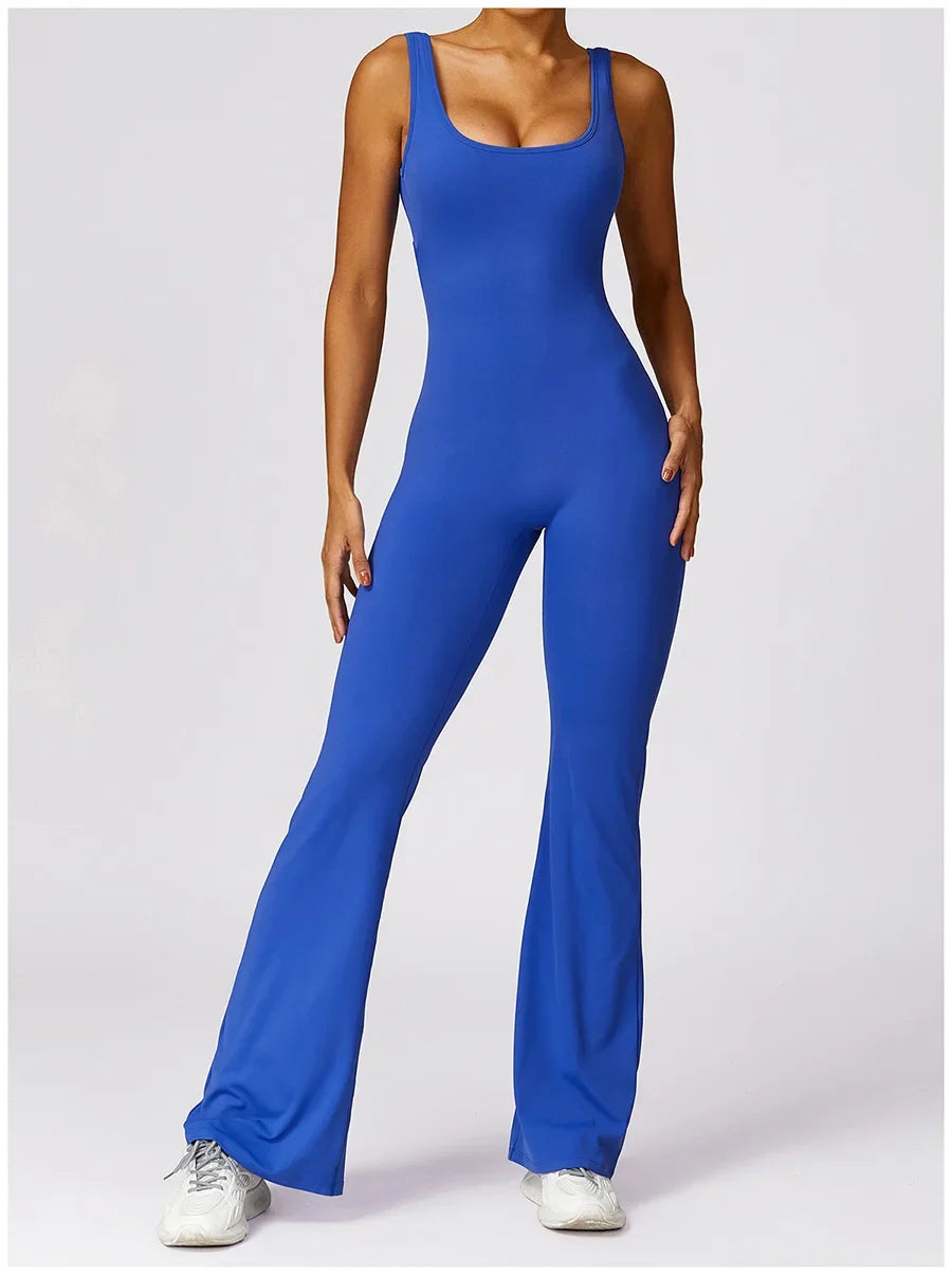 Women Sexy Back V Jumpsuit Gym Set Training Yoga Suit Sportswear Sports Jumpsuit Fitness Rompers Stretch Workout Bodysuits 8260