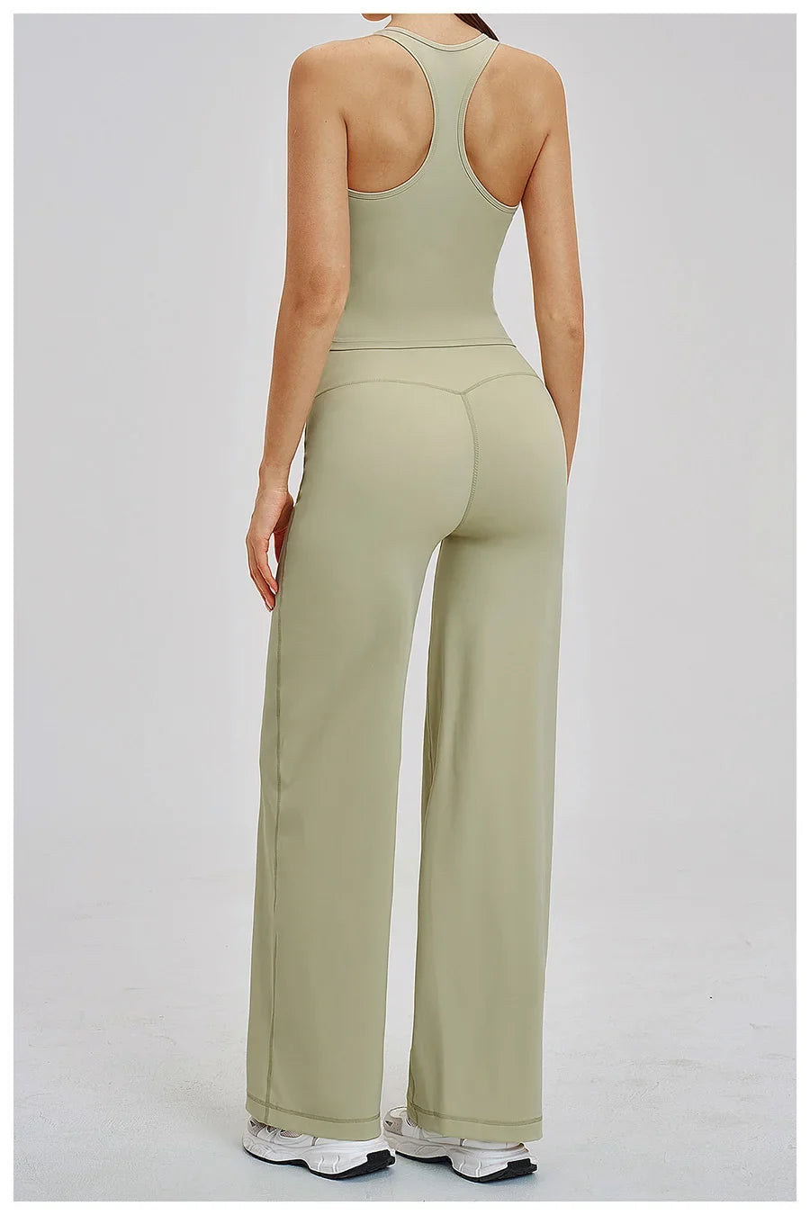 2 Piece Yoga Clothes Women Tracksuit Athletic Wear Pilates Fitness Suit Gym Workout Sets Push Up Sports Vest Wide Leg Pant Suit