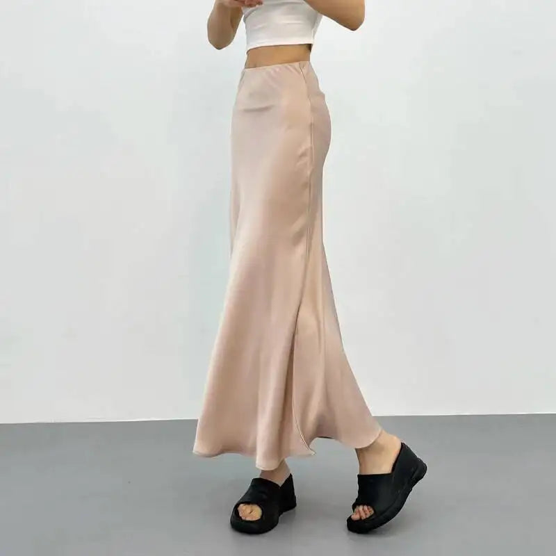 2026 Summer New High Waist Wrap Hip Slim Half Length Skirt Women Design Sense Niche Leisure Solid A-line Fishtail Skirt V38V