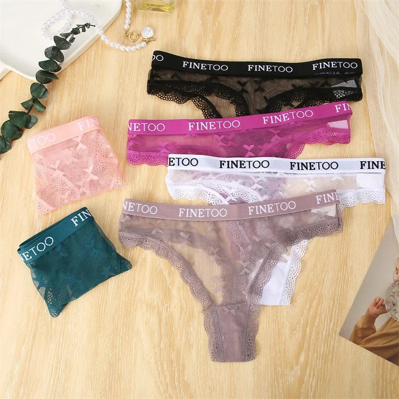 New 3Pcs Lace Thongs Women Floral G-string Underwear Trendy Letter T-Back Underpants Sexy Low Waist Bikini Panties Ladies Panty