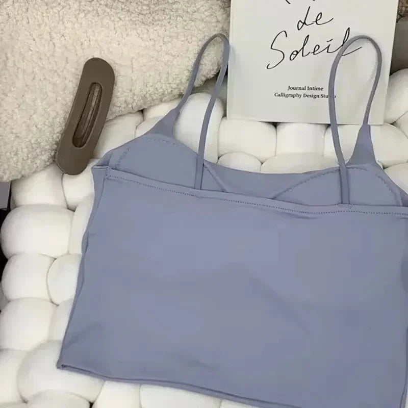 Summer Bra Top Sexy Women Ice Silk Crop Top Seamless Tube Tops Camisole Underwear Korean Fashion Solid Padded Bralette Vest