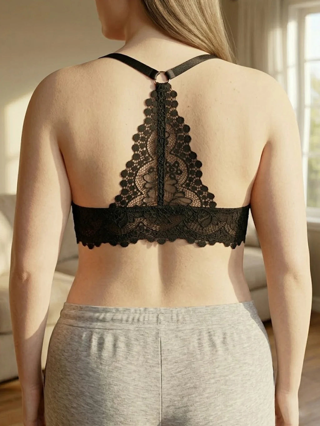 Plus Size Women's Floral Lace Push Up Bra Lace Backless Underwear with Underwire Side Support Minimizer Comfortable Lingerie