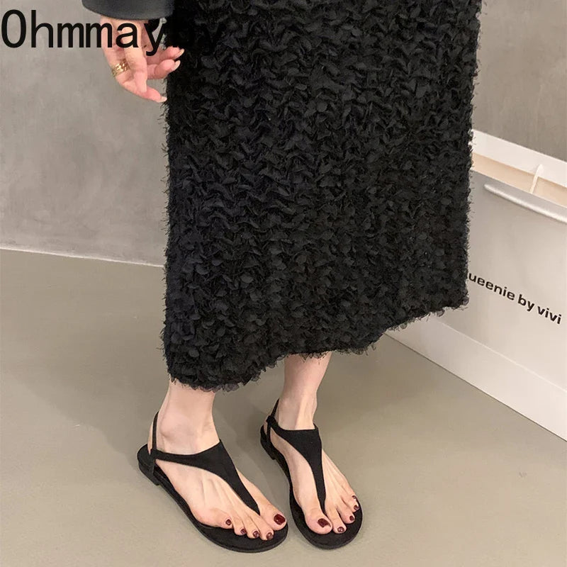 Summer Clip Toe Women Gladiator Sandals Casual Beach Vacation Shoes Ladies Elegant Dress Flats Sandalias