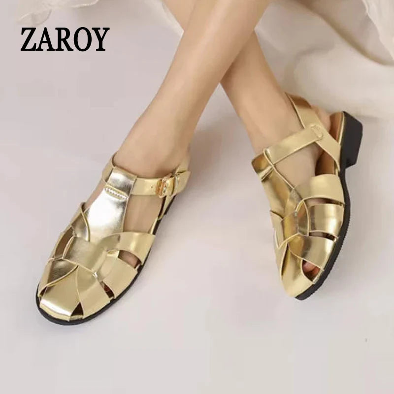 ZAROY Women Sandals Summer 2026 Newest Female Shoes Elegant Office Ladies Sandals Casual Soft Beach Flat Sandalias Roman Zapatos