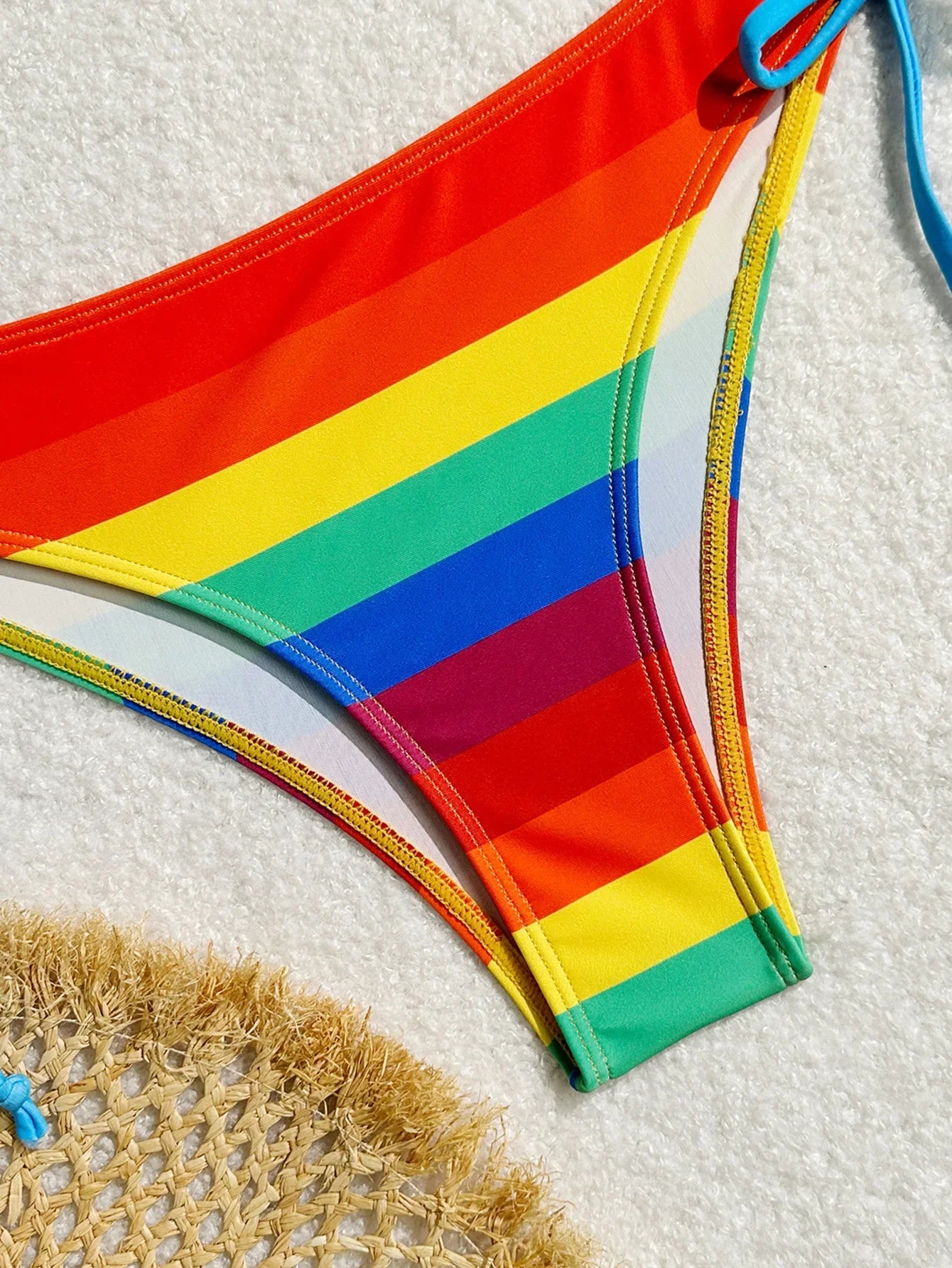 Women's Rainbow Color Bikini Set Sexy Beach Vacation Backless 2 Piece Swimsuit 2024 Summer Bathing Suit Bra Push Up Swimwear