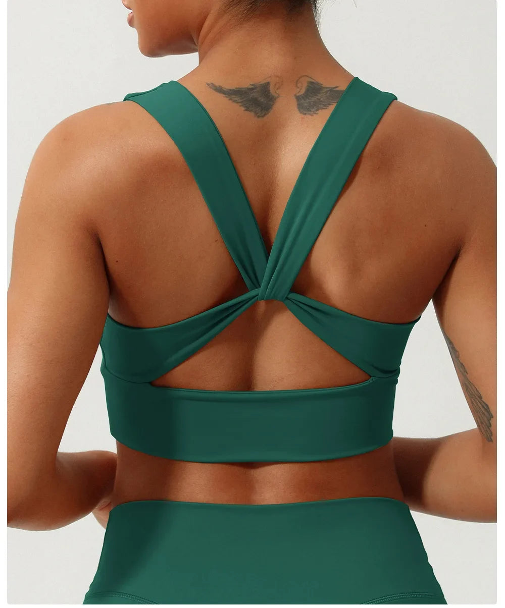 Female Cross Strap Sports Vest Bras For Women Bra High Strength Gym Underwear Sexy With Pad Bra Push Up Tops Workout Lingerie