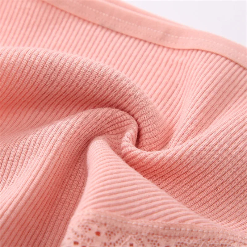 Women‘s Cotton Panties Low Waist Lace Briefs M-XL Comfortable Underwear Ladies Solid Color Underpants Girls Breathable Panty New