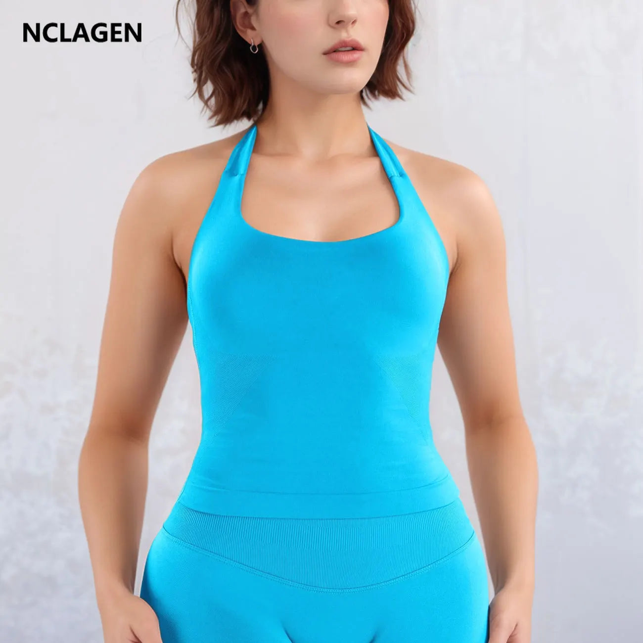 NCLAGEN Fitness Halter Top Woman Gym Clothes Removable Chest Pad Yoga Tank Push-up Sports Bra Workout Activewear Pilates vest