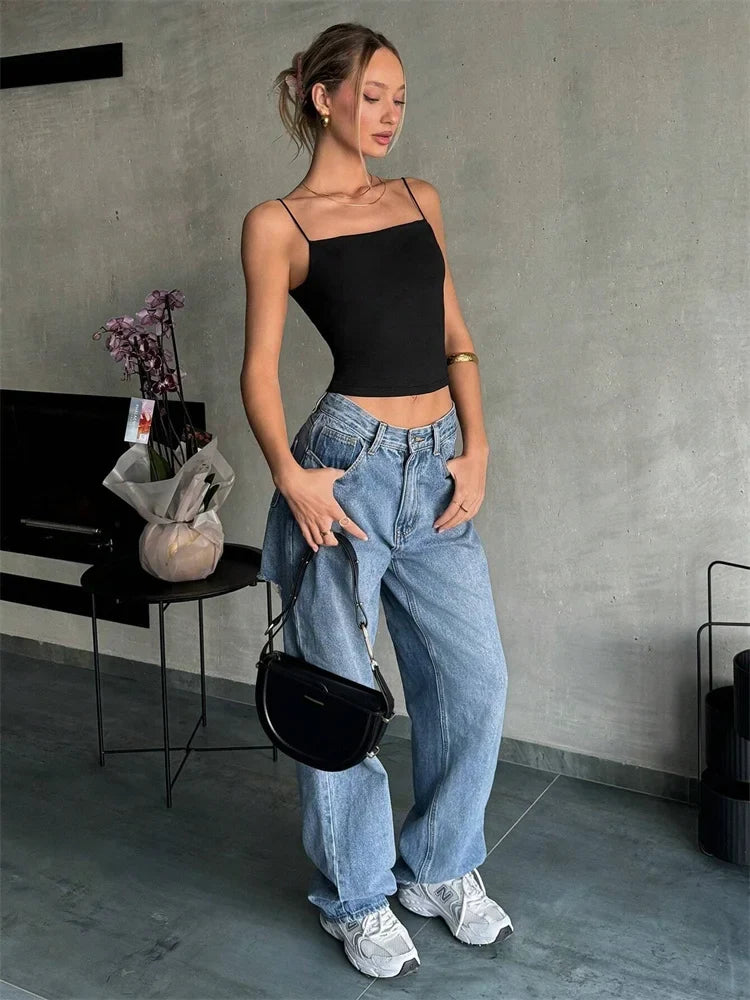 Sexy Backless Cami Top for Women Summer Solid Color Club Wear Bandage Crop Top Streetwear Y2K Clothes Camisole