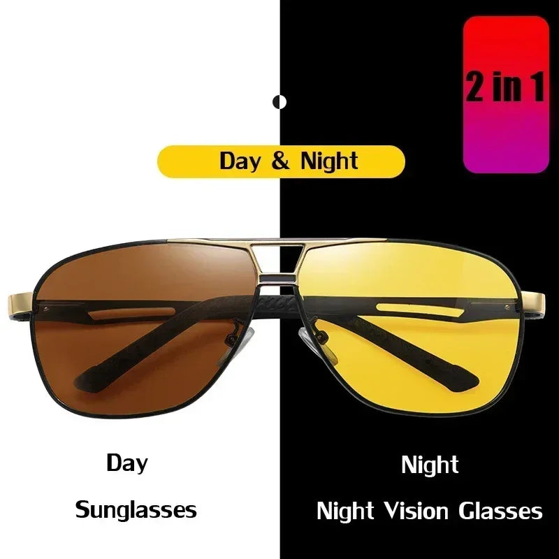 2024 UV400 Polarized Sunglasses Men Women Outdoor Discoloration Eyewear Men Trendy Photochromic Night Vision Sun Glasses