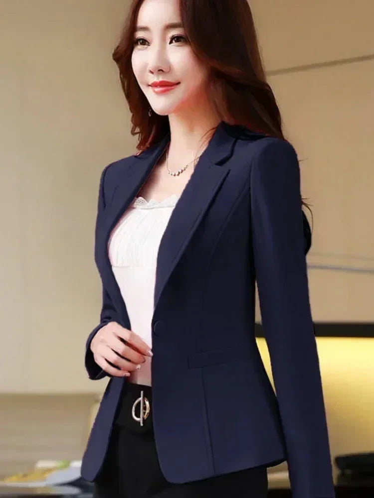 Korean Women's Fit and Tailored Blazer Jacket for Spring and Autumn Office Lady OL Casual Business Suit for Women Trendy Style