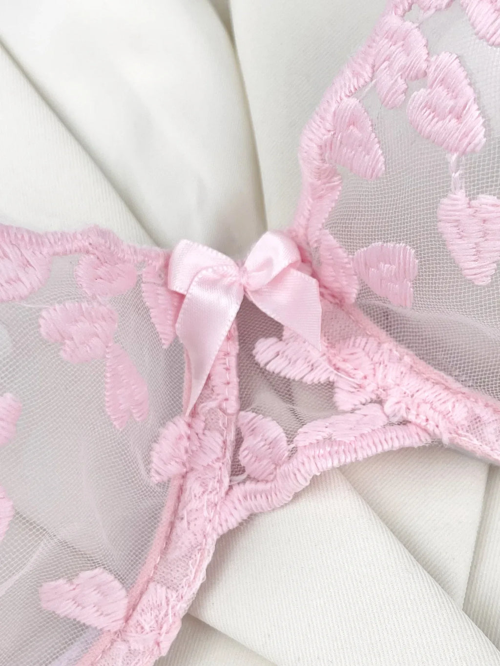French Lace Heart Bra Set Girls Sexy Women Bralette Adjustable Transparent Embroidery Underwear Thong Bras Lingerie Panties Sets