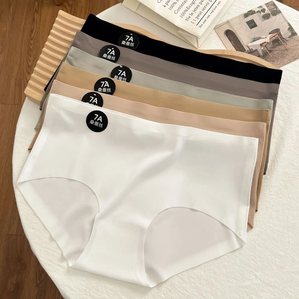 3PCS New 7A Ice Silk Waist Maillard Seamless Yoga Classic Antibacterial Crotch Simple Solid Color New Sports girl 2024 M-XL