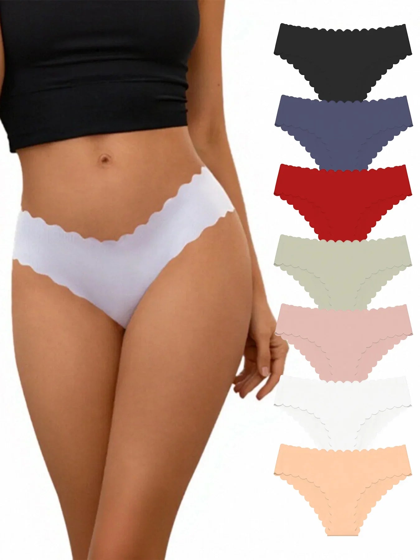 Women Hot Sexy Thongs High Waist Seamless Underwear Breathable Comfort Briefs Panties Female S-2XL Wave Edge
