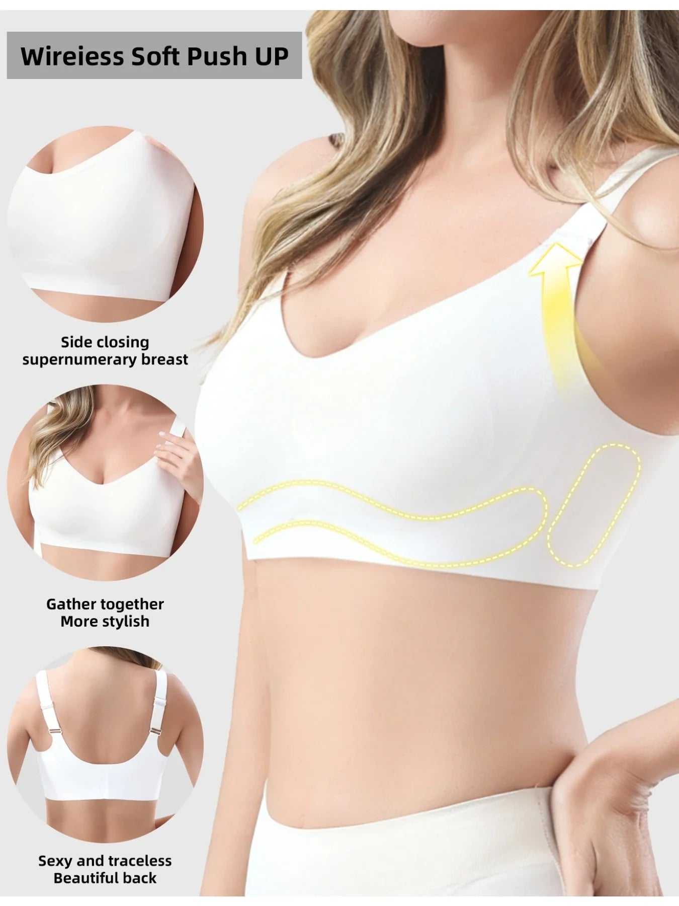 1pc Color Women's Seamless Wireless Sports Bras - Soft Stretchy Push-Up Design Everyday Basic Bras, Removable Padding Lingerie