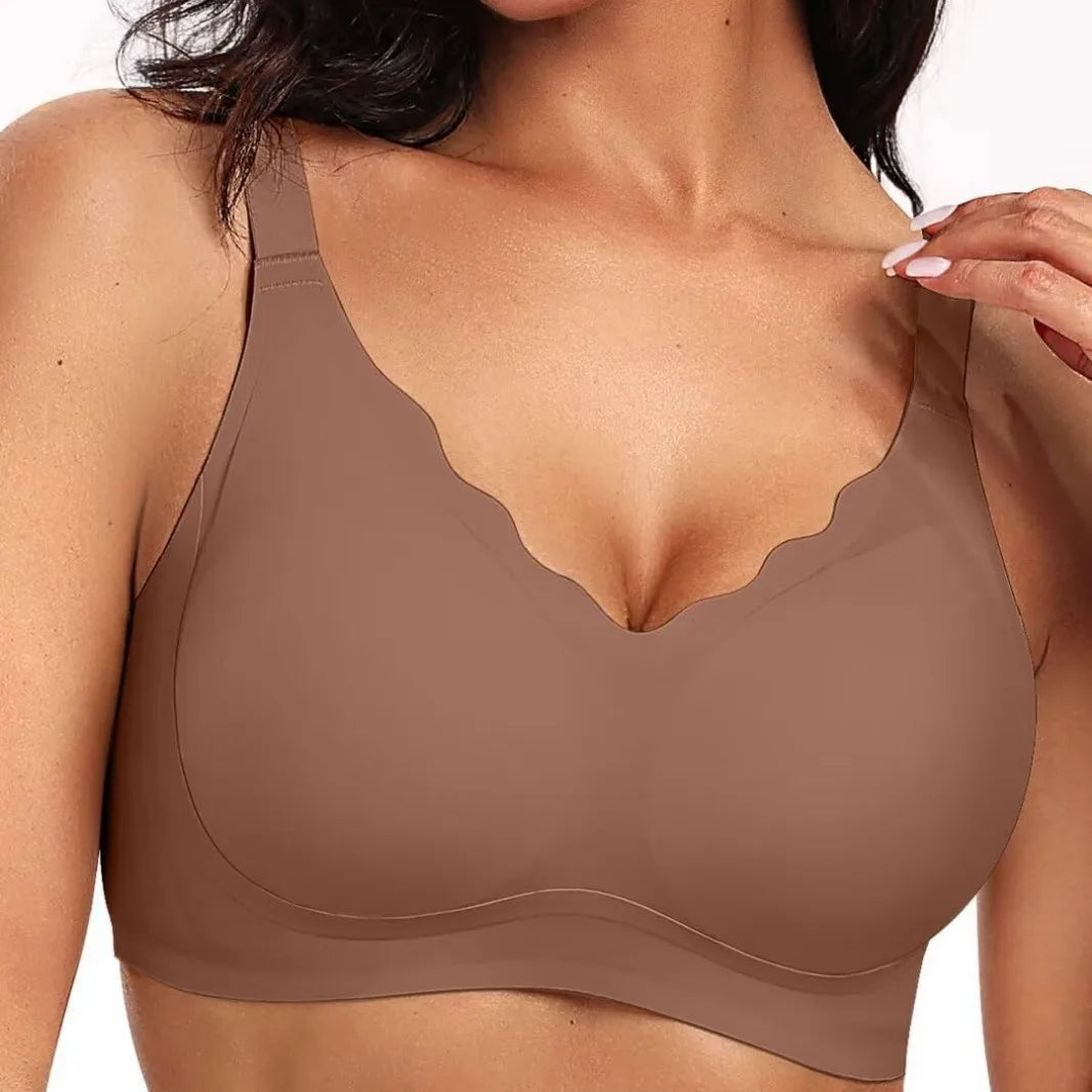 Women's Wavy Smooth Bra Wire-free and Seamless Bra Supports Side Breast Prevents Sagging Comfortable and Pushes Up