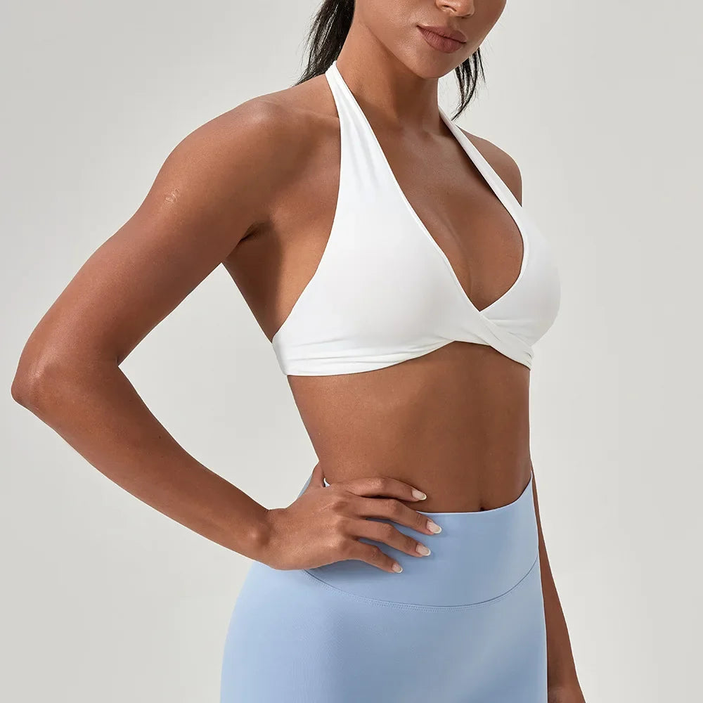 Women's Yoga Bra Halter Back Fitness Underwear Sexy Wire-Free Sports Vest Comfortable Breathable Bra