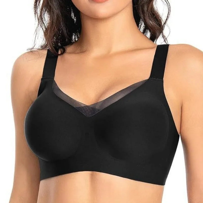 Women's Wire-Free Seamless Bra Full Cup Thin Molded Cup Beautiful and Comfortable Underwear Plus Up