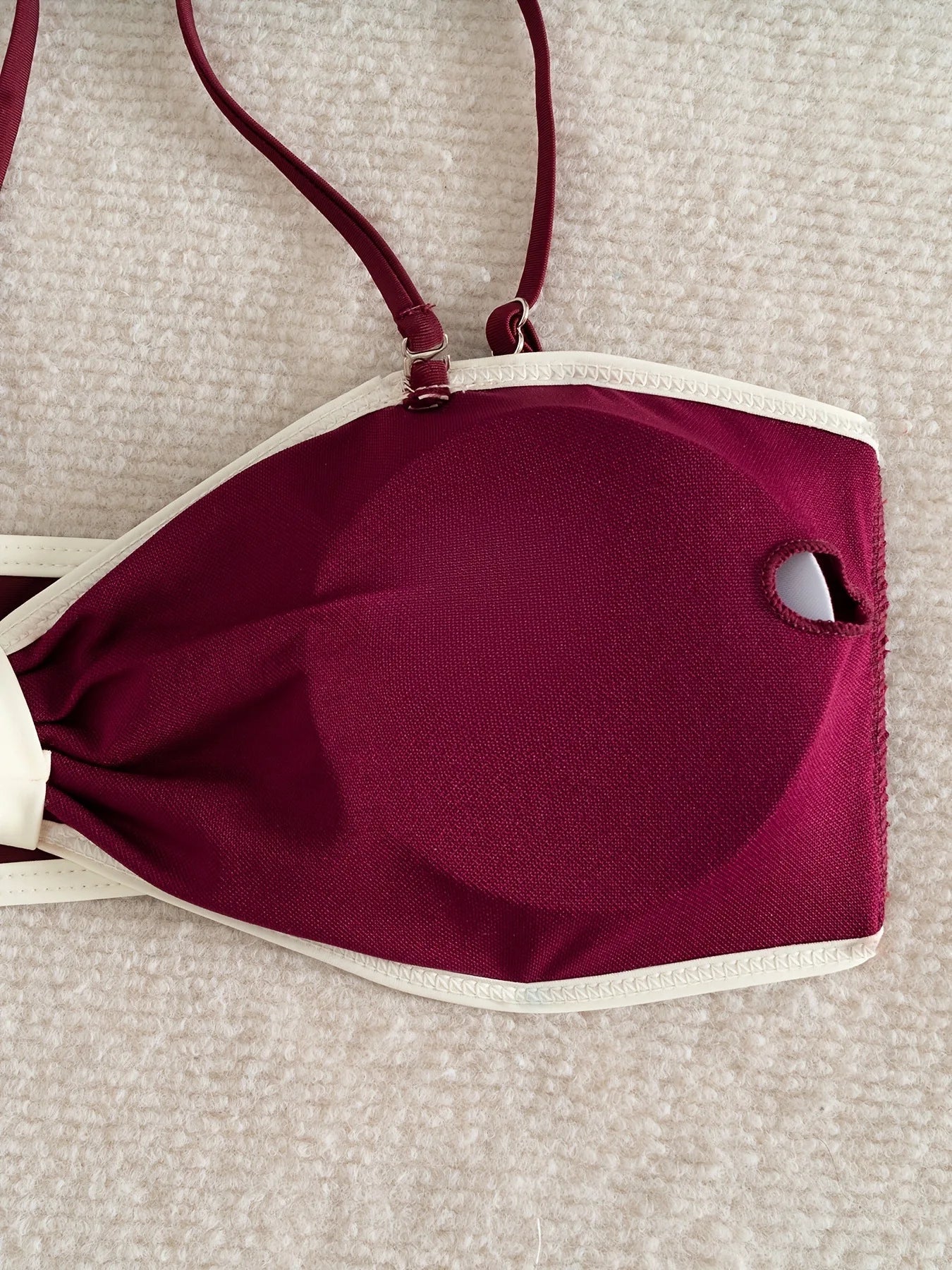 Sexy Wine Patchwork Bikini Set 2026 Women Front Tie Pleate Push Up Bra Thong Swimsuit Summer Bathing Suit Vacation Swimwear
