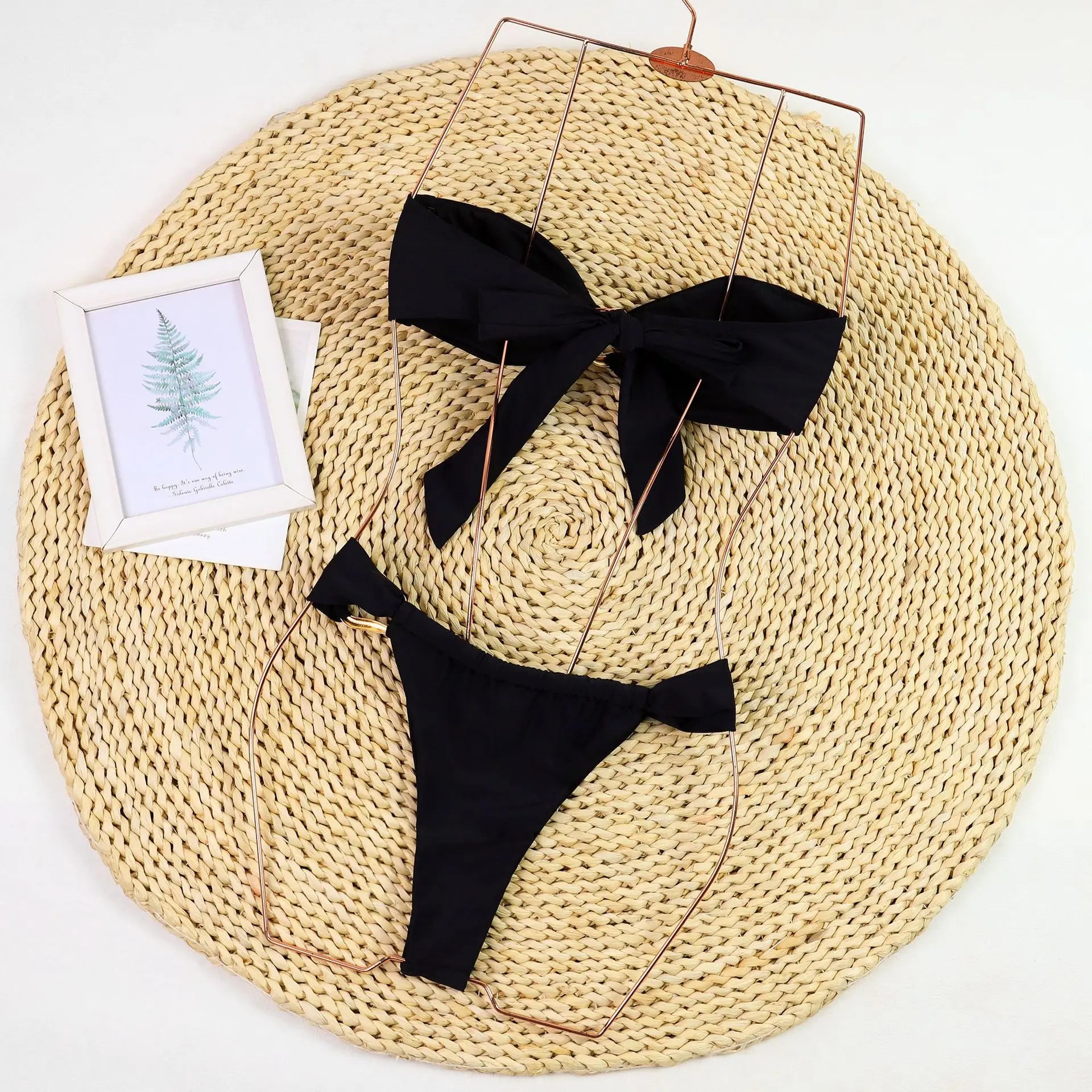 2026 New Sexy Push Up Low Waisted Bikini Set Swimsuit Female Swimwear Women Strappy Solid Black Beachwear Bathing Suits biquini