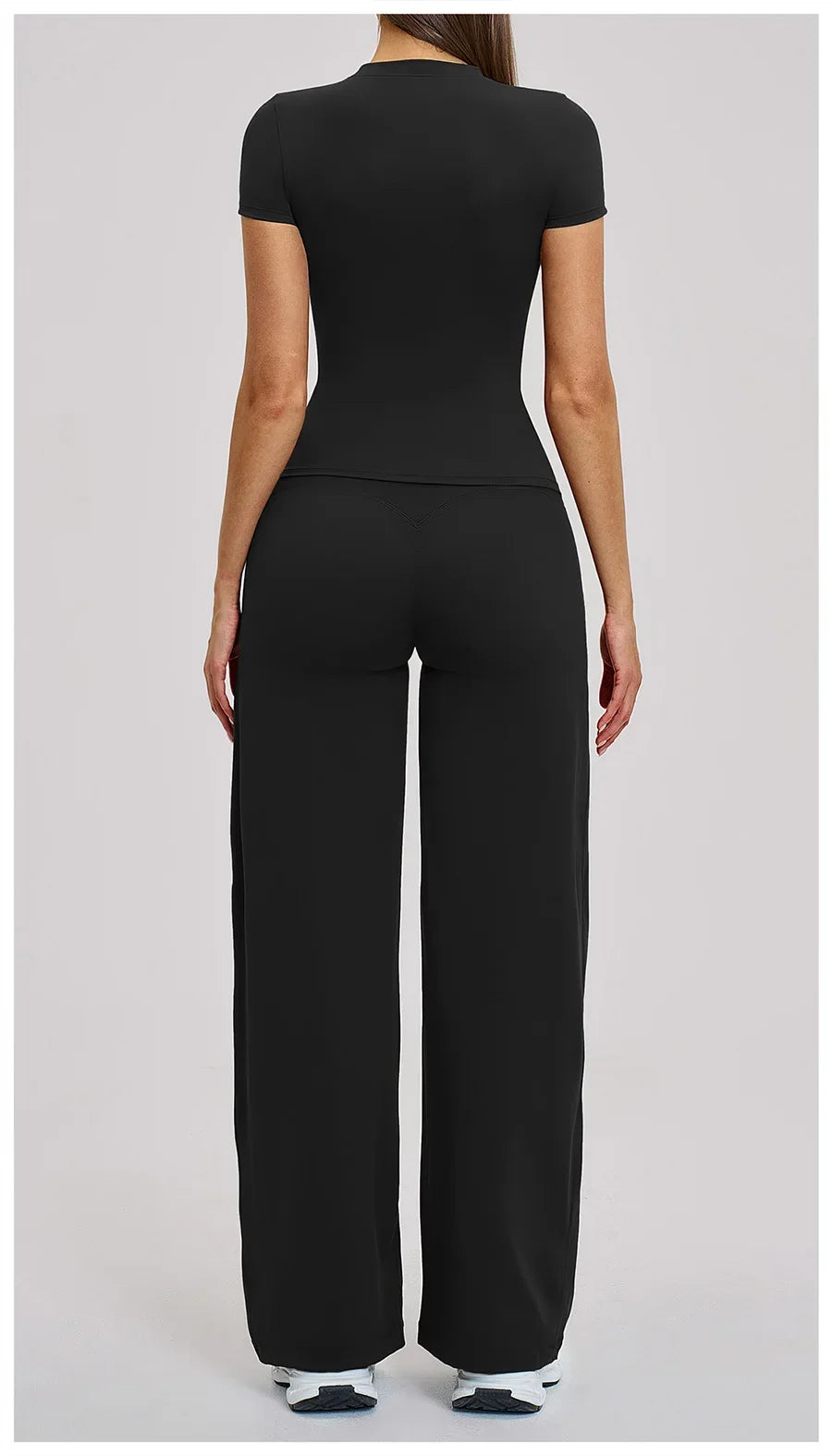 Yoga Set 2 Pieces Women Fitness Sportswear Gym Loose wide-leg pants Long-sleeved T-shirt Sports Crop Tops Tracksuit Workout Wear
