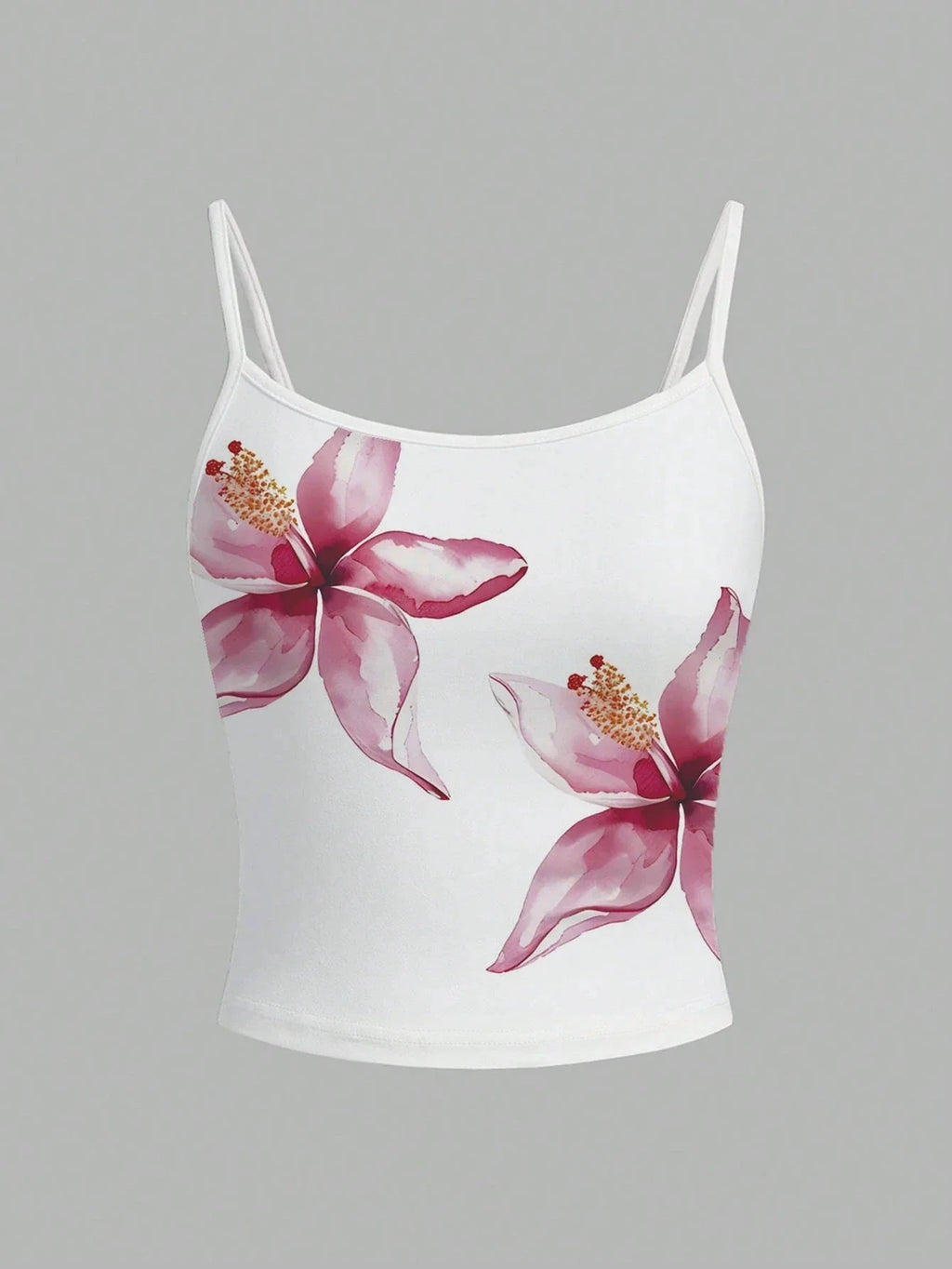 Women's Summer Floral Print Graphic Cami Top Casual Round Neck Slim fit Sleeveless Backless Crop Top Streetwear 2025