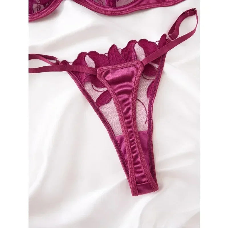 Tornova Sexy Lingerie Woman Lace Transparent Underwear Embroidery Brief Set Bra Kit Push Up Breves Sets Thin Erotic Bras New