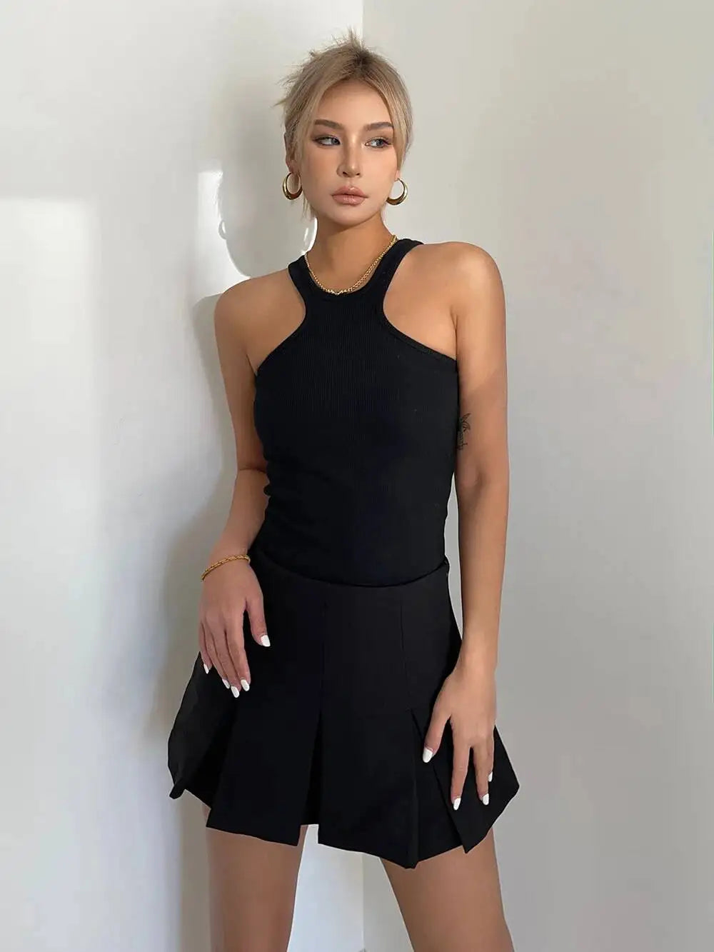 WOMENGAGA American High Street A-line Short Unif School Girl Fairy Grunge Skirt High Waist Pleated Skorts Streetwear Lovely HM2O