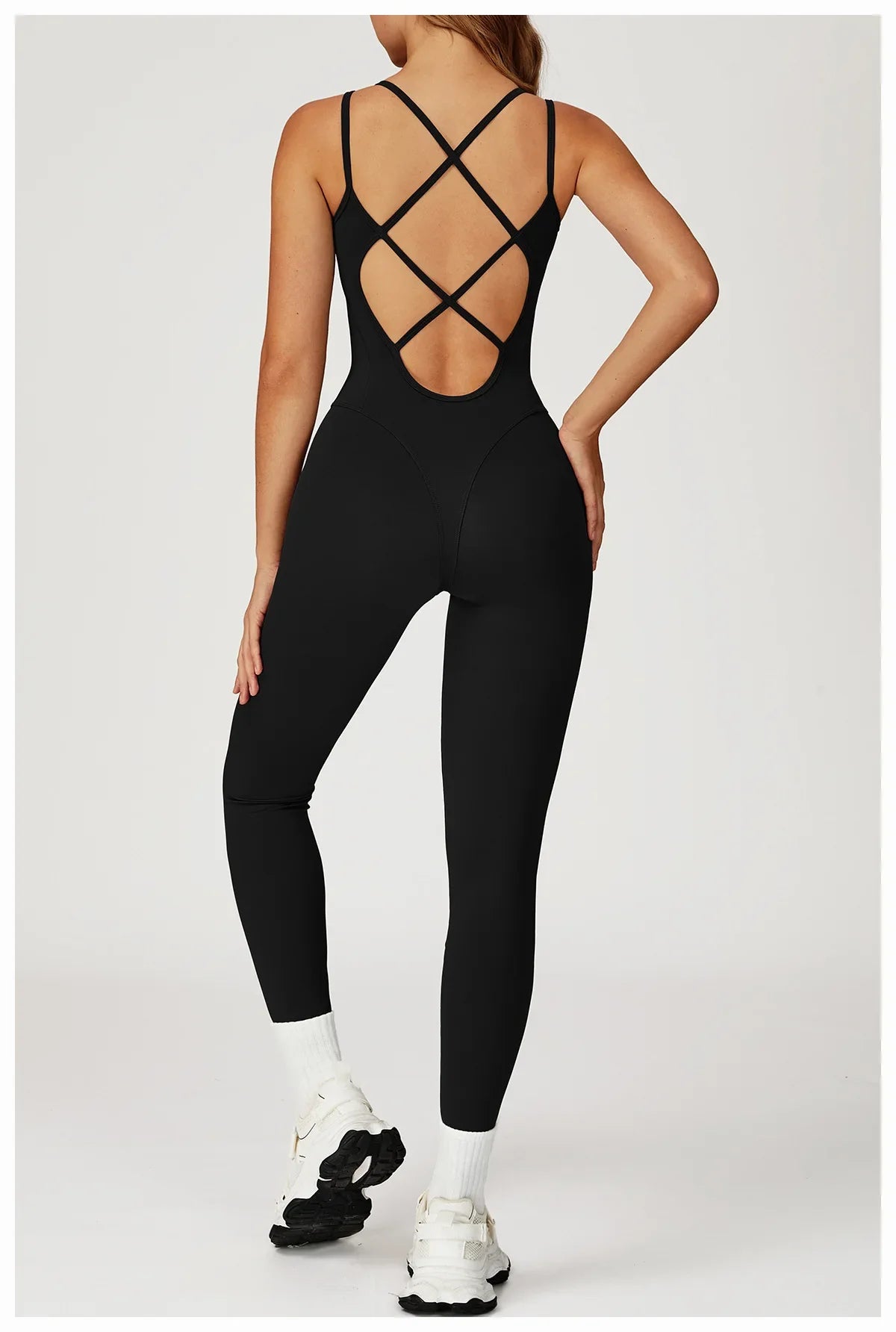 Hearuisavy Female Jumpsuit Long Elegant Sports Bodysuit Woman Gym Clothes Strappy Fitness Overalls Push Up Pilates Yoga Leotard