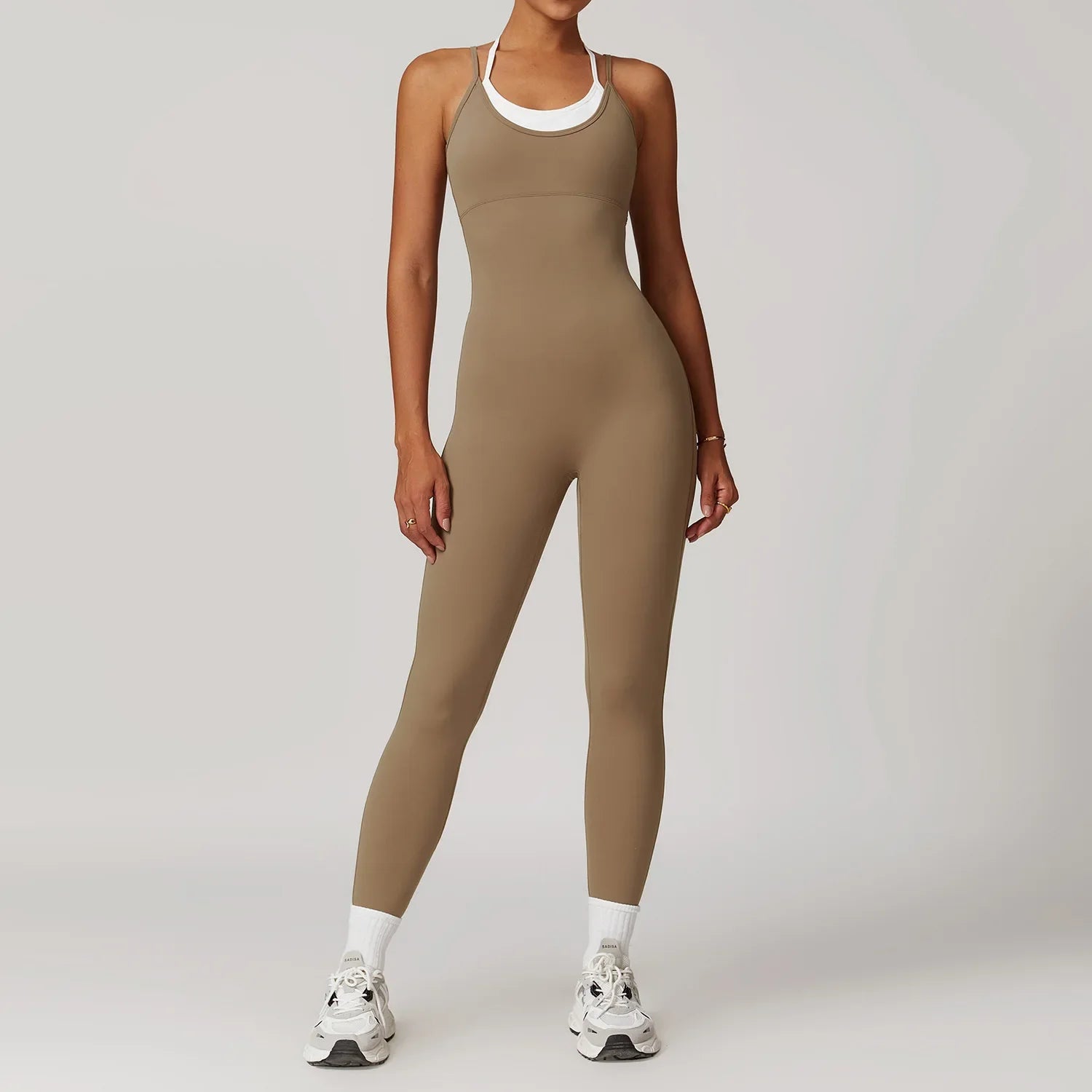 Yoga Jumpsuit Fake two color contrast halter sport jumps Women Push Up Gym Fitness Overalls Sport Outfit Sportswear Clothes 8843