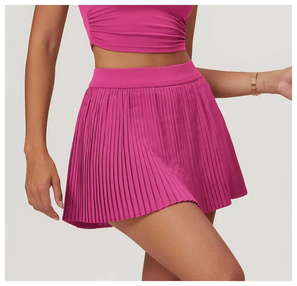 Women's fashion 2-in-1 golf tennis skirt pleated fitness suit with inner pocket, women's sexy style