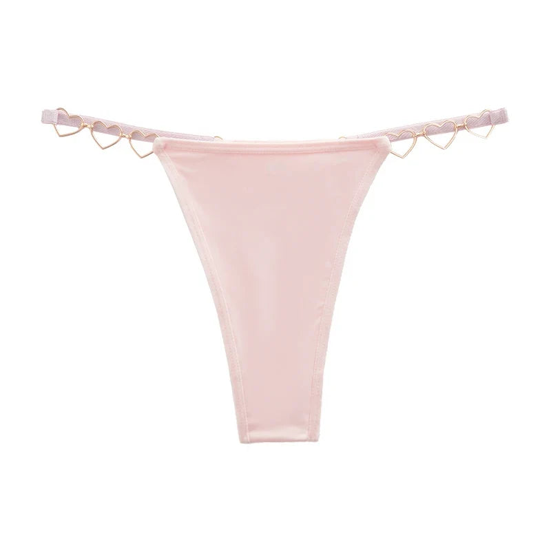 1pcs Women Sexy Thongs Low Rise Lady G-string Heart Decoration Erotic Intimate Lingerie T-Back New Fashion Cotton Crotch Panties